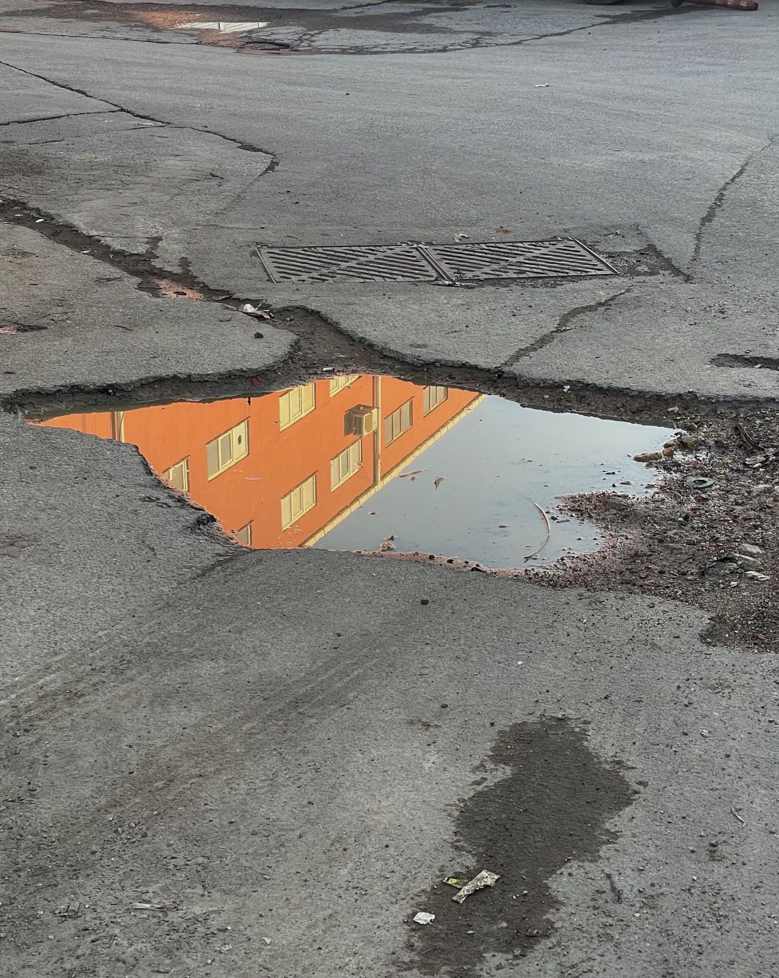 Cracked, potholed Houston street
